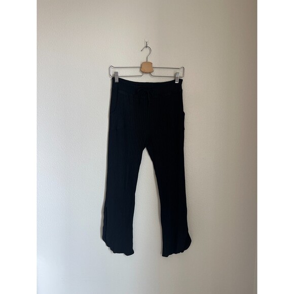 LNA Women's Ribbed Tulip Split Hem Pant in Black Size SMALL - Picture 1 of 5